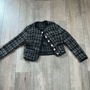 Black and White Tweed Women's Cardigan